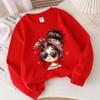 Kids Crewneck Long Sleeve Sweatshirt, Red Bandana Heart Fashion Glasses Print
