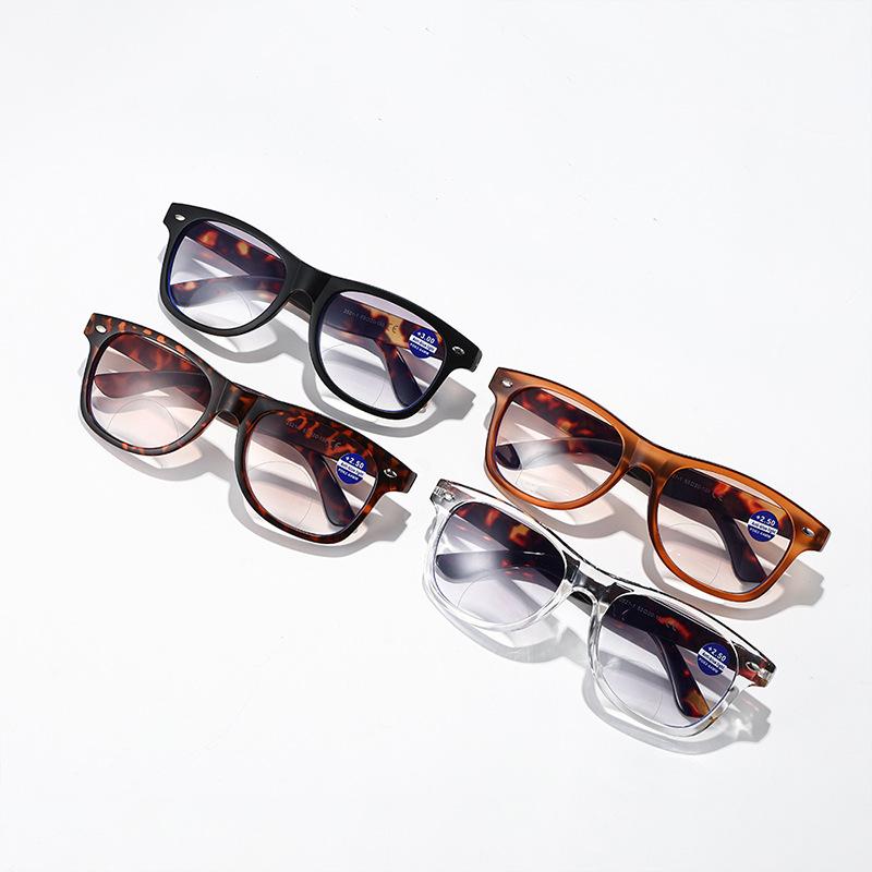 Progressive Color Sun Reading Glasses Double Light Far And Near Dual-Purpose Large Frame Rice Nail Reading Mirror