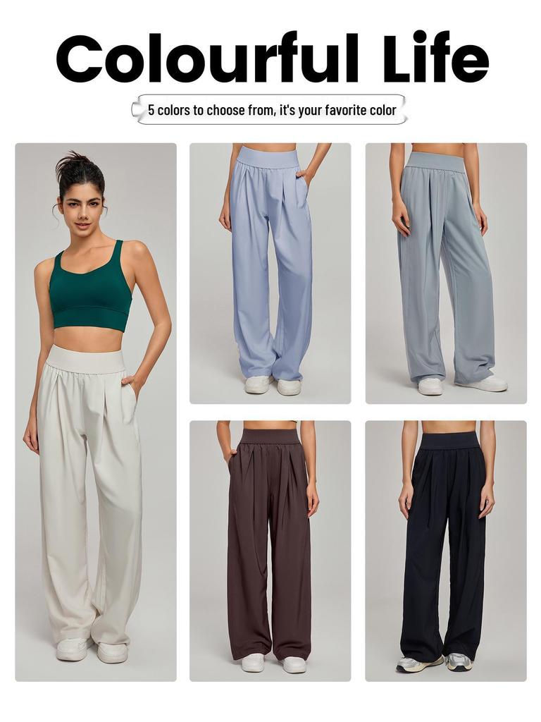 Lockere High-Waist Yoga-Hose mit weitem Bein - Schlankmachend, Atmungsaktiv, Outdoor-Fitnessbekleidung
