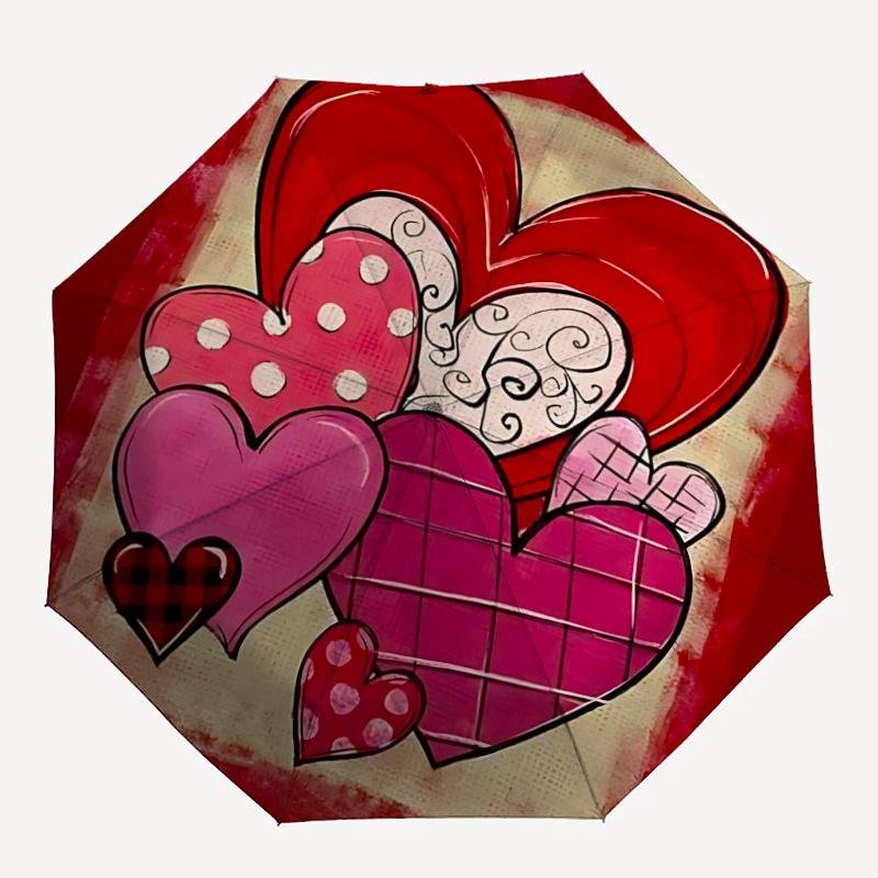 

1pc Heart LoveAutomatic Open/close Umbrella, 8-Rib sturdy structure, Portable Travel Umbrella, Parties, Everyday Usec63