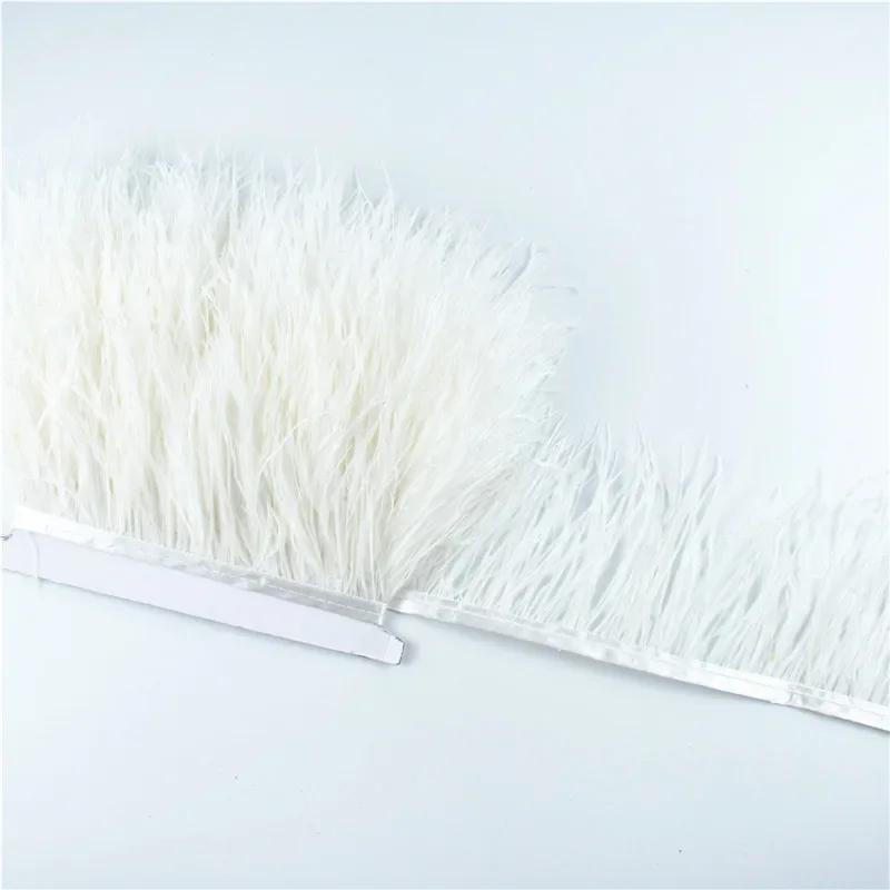 1M 5M 10Meter 8-10Cm Black Ostrich Feather  Trims Natural White Ostrich Feather For Craft Ribbon Fringe For Skirt Party Clothing