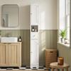 Bathroom Cabinet, Narrow Bathroom Cabinet with Drawer, Arched Doors, Open Shelf, Adjustable Shelf, 20x20x185 Cm, White