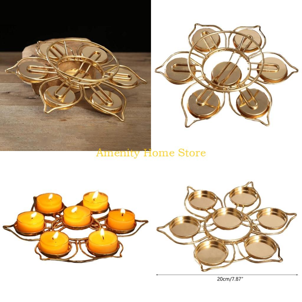 F26C Butter Lamp Holder Pure Copper Candlestick Candle Holder Seven Star Lamp Holder Lotus Buddha Lamp Base