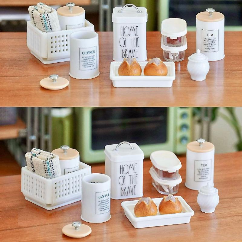3Pcs Dollhouse Simulation Nordic Storage Jar Model Kitchen Storage Organzier Candy Box Miniature Food And Play Dry Goods Cans