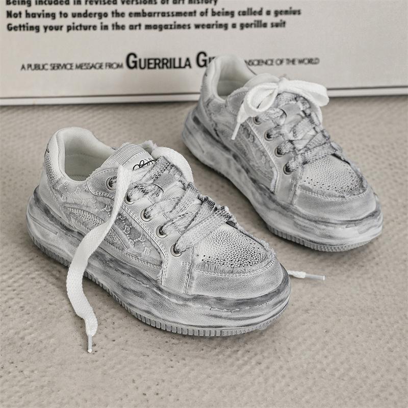 

Расклеившаяся подошва туфли на невидимой платформе старая мужская обувь грязная обувь для увеличения роста универсальная повседневная трендовая нишевая мужская обувь для скейтборда прилив 38