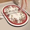 Thickened diatom mud floor mat festive flower toilet bathroom door absorbent mat entry door foot pad red carpet