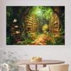 2D plane, 1 piece of background cloth "Embark on a magical journey through the forest library, experiencing nature and reading"