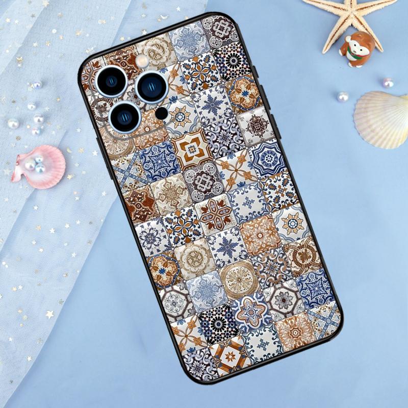 

Эстетичный чехол-мозаика в стиле бохо для iPhone 17 Pro Max 16 15 14 13 12 11 Pro Max Plus 12 13 Mini 16e 17 Air Задняя крышка iPhone 14 Plus