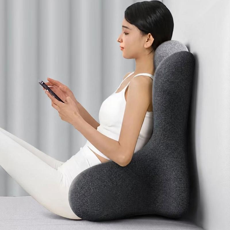 Reading Pillow for Sitting Rest, Supportive Backrest with Side , Detachable Headrest and Side Pockets Use