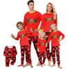 Family Matching Christmas Printed Loungewear Set with Long Sleeve Round Neck Top and Pants for Parents and Kids