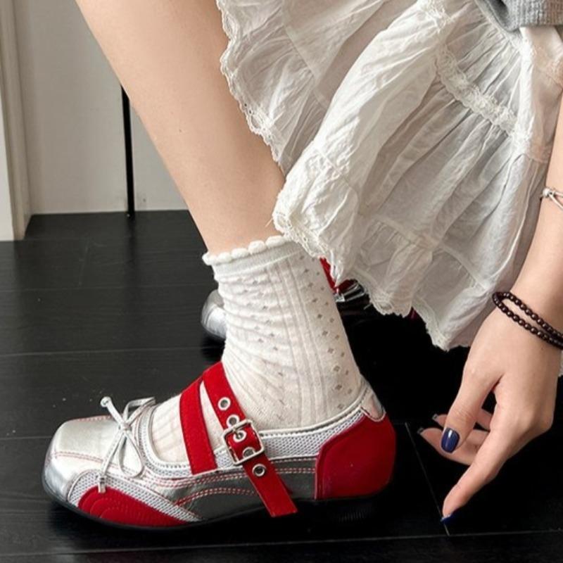 Fashion Square Toe Shallow Mouth Flat Single Shoes Women's Xia 2025 New Butterfly E Sister with Skirt Soft Sole Mary Jane Shoes