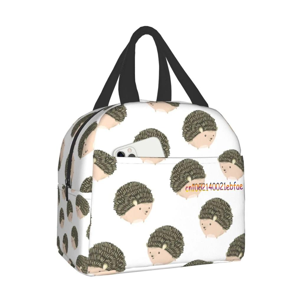 Urocze Jeże Kwiaty Niebieska Torba Lunchowa Pudełko Podróżne Praca Bento Chłodnica Torba Wielokrotnego Użytku Torba Piknikowa Pudełka Pojemnik Izolowany Torby na Zakupy