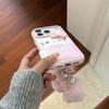 NEW Pink Candy Leather Cute Mini Sanrio Hello Kitty Case For iPhone 17 16 15 14 Pro Max Winter Warm Shockproof Wrist Strap Cover