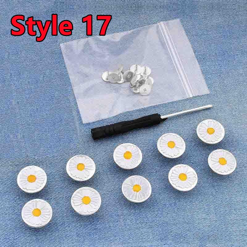 10 PEZZI Bottoni per Jeans di Ricambio 17mm Senza Cucitura Bottone in Metallo Kit di Riparazione Bottoni per Jeans Rimovibili Senza Chiodi Set Accessori da Cucito