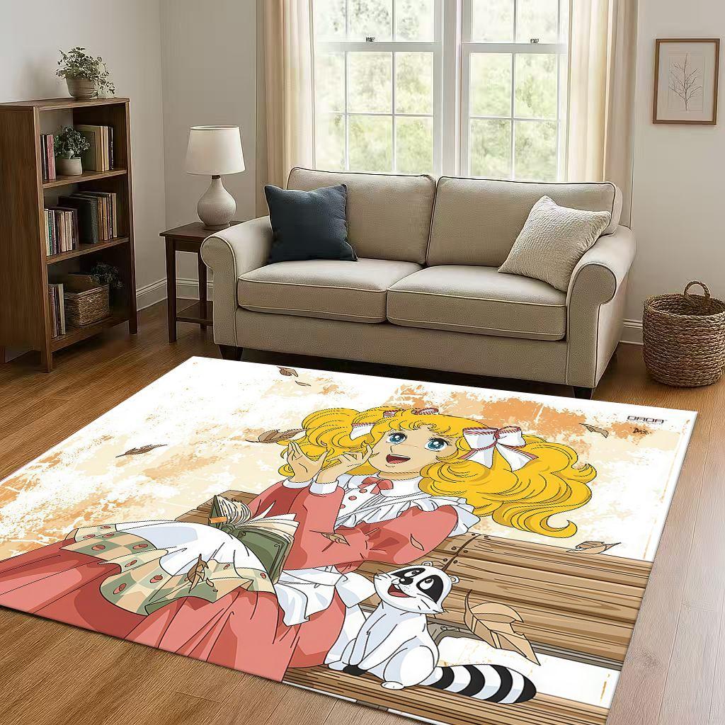 Cartoon Candy Candy Sweet Girl Anime Room Non Slip Area Rug Soft Carpet for Bedroom Playroom Sofa,Easy Clean Home Decor Doormat