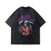 American High Street Vintage Retro Spoof Skull Washed Short-Sleeved T-Shirt Men'S Old Vintage Half-Sleeved Top