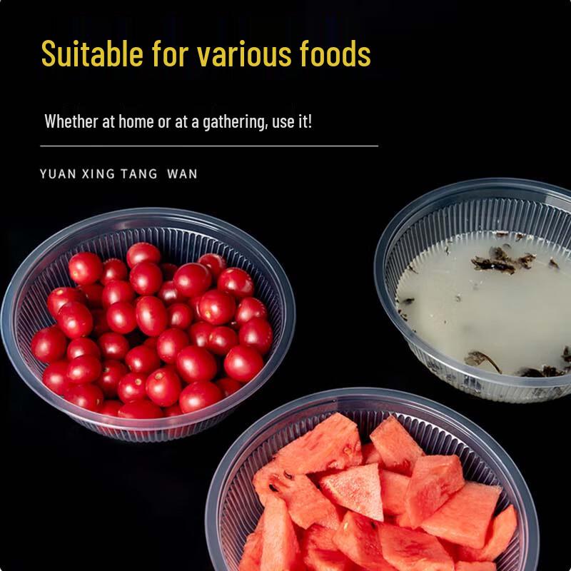 Fangcaodi 1800ml Disposable Thickened Plastic Soup Bowls (50-Pack)