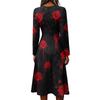 Women's Casual Halloween Print Long Sleeve V-Neck Dress with Pockets