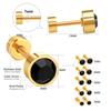 LUXUSTEEL 3mm-7mm Schwarz Weiß Zirkonia Zirkon Stecker Ohrringe Für Damen Herren Kristall Schraube Edelstahl Schmuck Kein Verblassen Allergiefrei