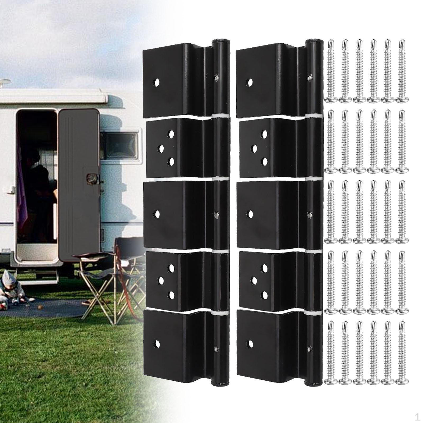 

RV Entry Door Friction Hinge Set 2x Easy to Install Black High Reliability Trailer Hinges