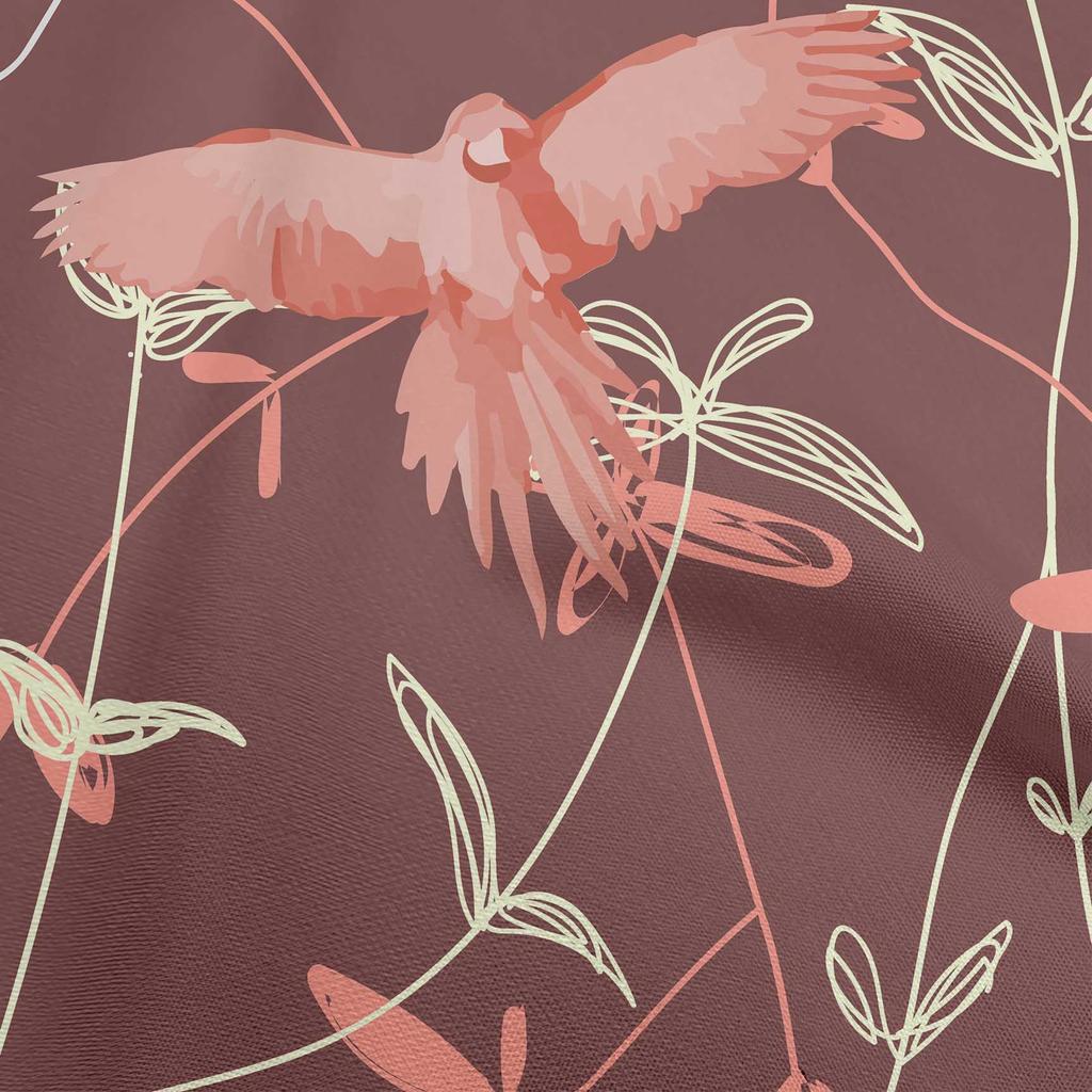 oneOone Cotton Flex Dark Rose Brown Fabric Tropical Parrot With Leaves Diy Clothing Quilting Fabric Print Fabric By Yard 40 Inch