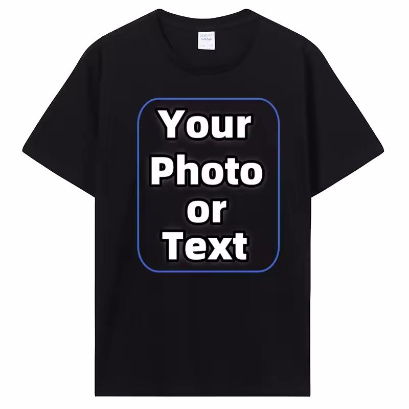 Personalised T-Shirt Your Text Logo Photo Printed CustomT-Shirt Cotton Top DIY Your T-Shirt S чёрный