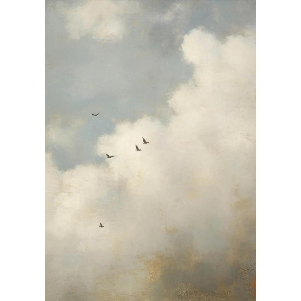 Vintage Cloud Landscape Art Posters Moody Sky Forest Plants Modern Prints Canvas Painting Wall Pictures Home Living Room Decor