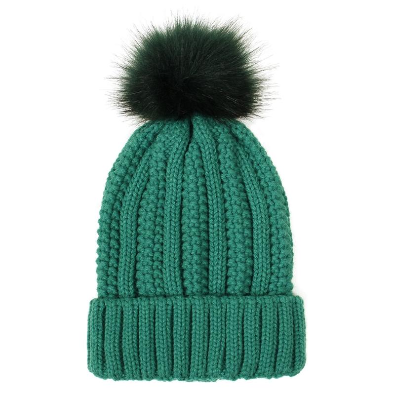 Casual Knitted Hat Fashion for w/ pompom Thick Solid Color Warm Hat Fall Winter