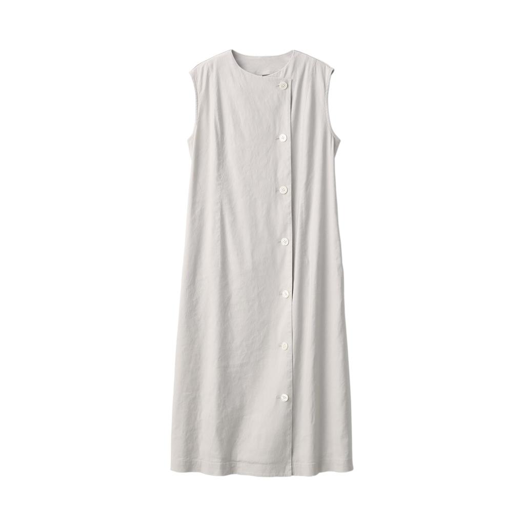 MUJI Women's Hemp Blend Stretch Gilet Dress, Light Gray, Size XS, BC2IHA4S