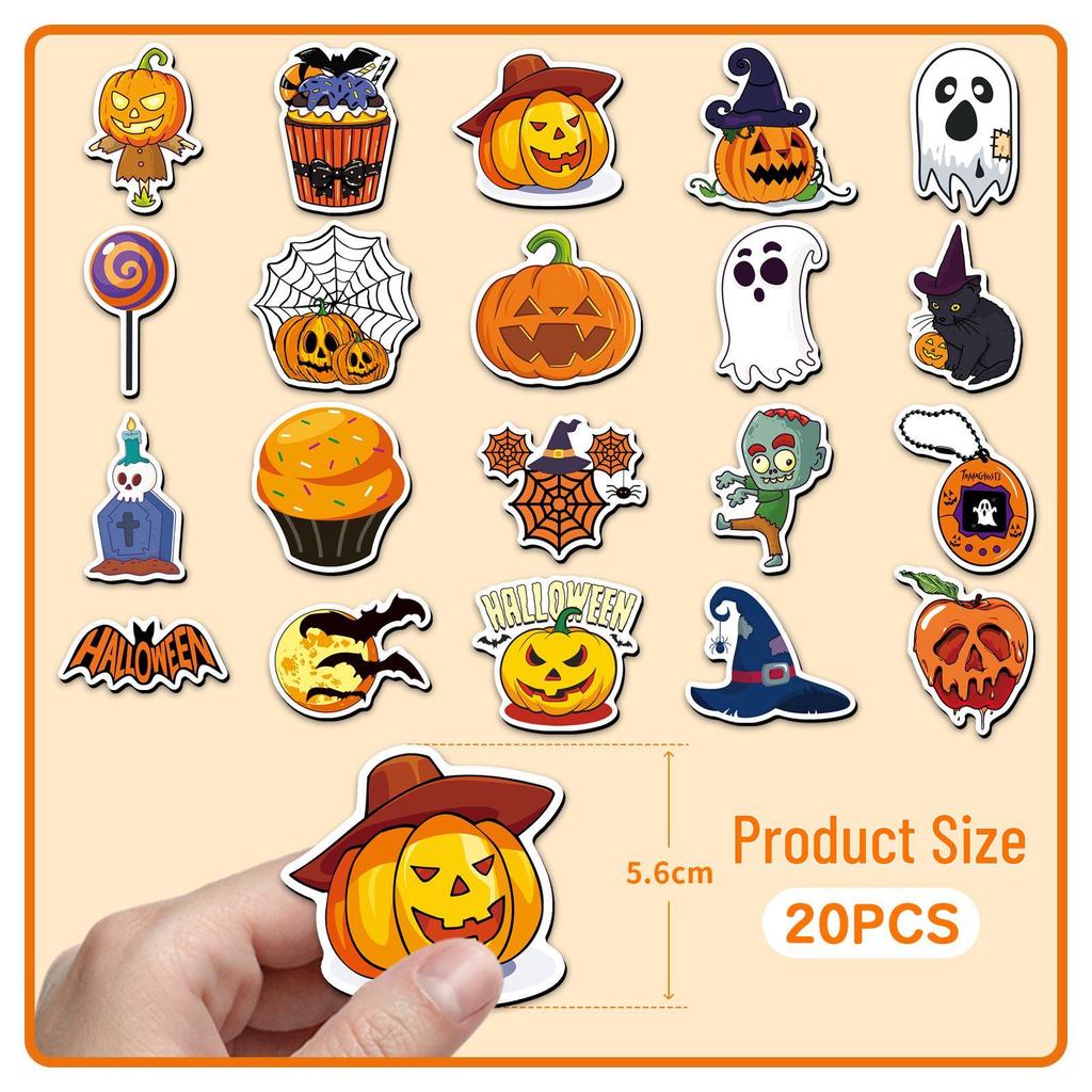 20pcs Halloween Soft Magnetic Stickers: Cartoon Pumpkin & Ghosts for DIY Children's Decor