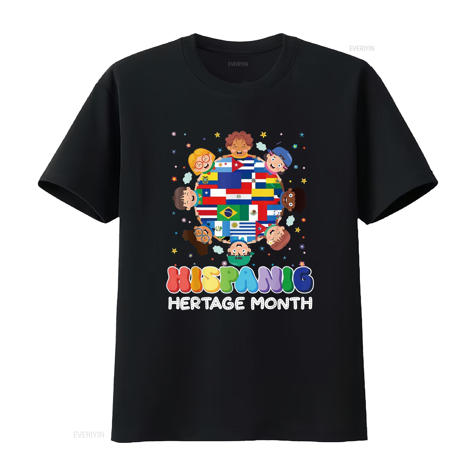 

Hispanic Heritage Month Latin American Flag Boys Girls T Shirt vintage Washed Breathable Stretched Casual Soft Slightly Stylish 4XL