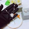 Full Diamond Pearl Camellia Set, French Premium Light Luxury Flower Ring, Earrings, Bracelet, Necklace