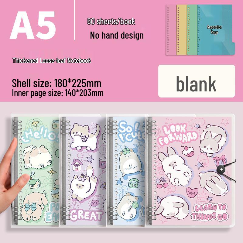 

Soft Cute Collection: Large Capacity B5 Binder Notebook with Removable A5 Notepaper – Comfortable for Diary or Student Use.