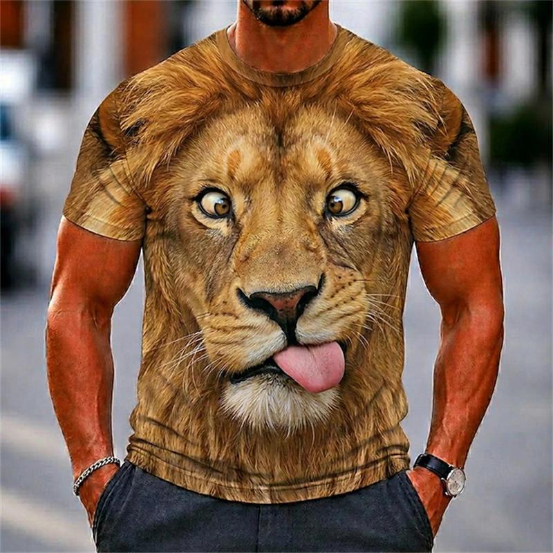 Men's 3D Pattern T-shirt - 3D Embroidery Design Round Neck Short Sleeve Loose Large Size Summer Men's Clothing