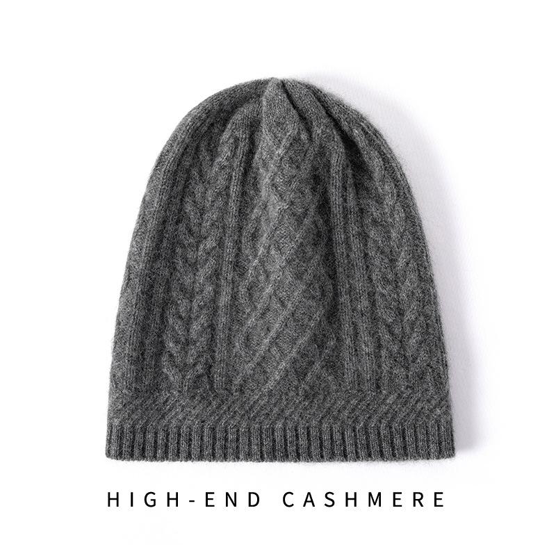 Cashmere Hat Autumn and Winter New Men's and Women's Casual Ear Hat Cable Fashion Knitted Baotou Hat