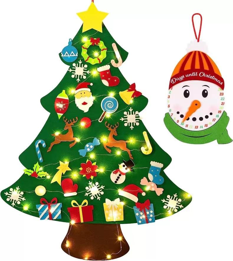 

Сделай сам, рождественская елка с подсветкой из фетра, а также снеговик, адвент-календарь, подвесные рождественские украшения на стену с гирляндами 3 фута