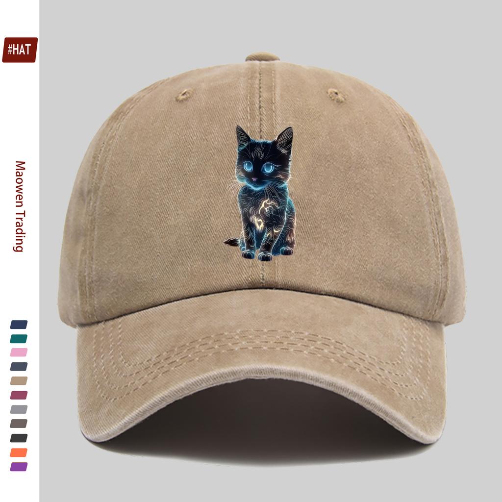 Pc Unisex Luminous Cat Print Pattern Baseball Cap Cute Pet Cat Print Is an Ideal Decorative Hat for Travel And ValentineS Day