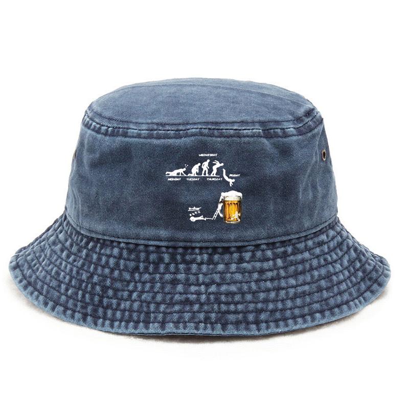Party Humor Cotton Washed Bucket Hat Vintage Fishing Hat for Men Sun Protection Outdoor Pub Culture Cap Funny Weekend Theme Hats