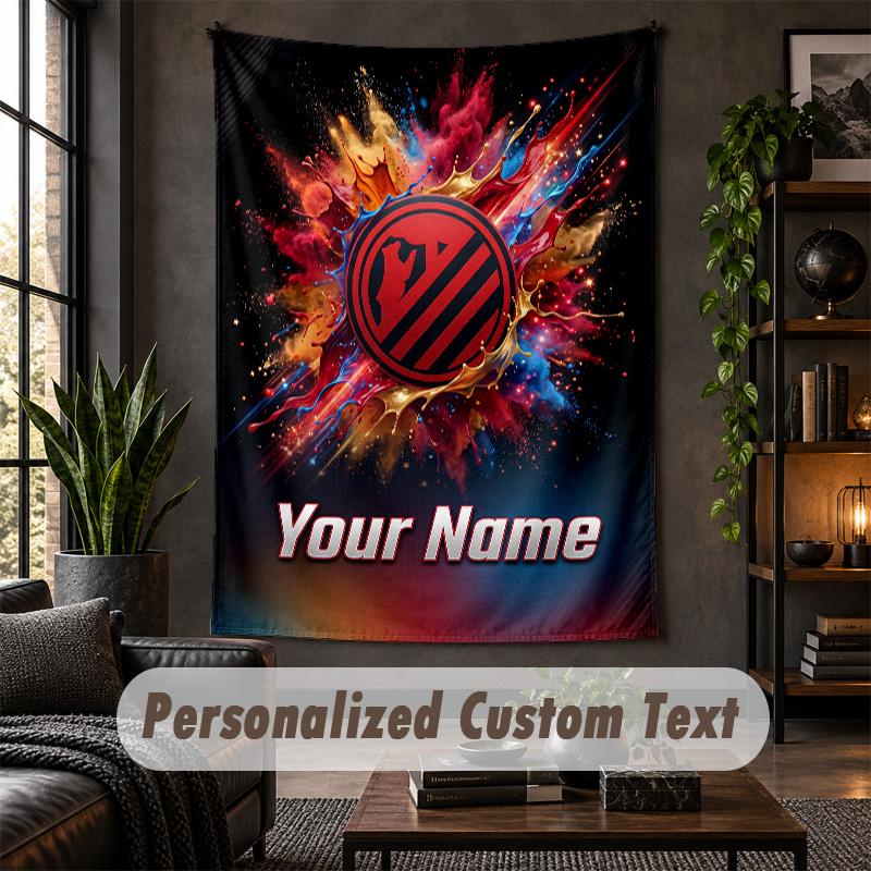 Tapiserie de perete Imprimeu Atletico Madrid Text cu Nume Personalizat Agățătoare de perete Decor pentru casă