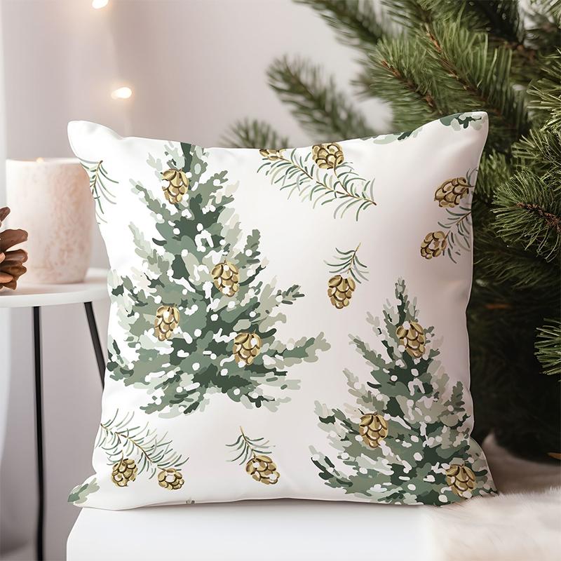 Weihnachtsmuster Dekokissen für Heimdekoration Quadratischer Polyester-Kissenbezug, moderner Sofa-Dekokissenbezug
