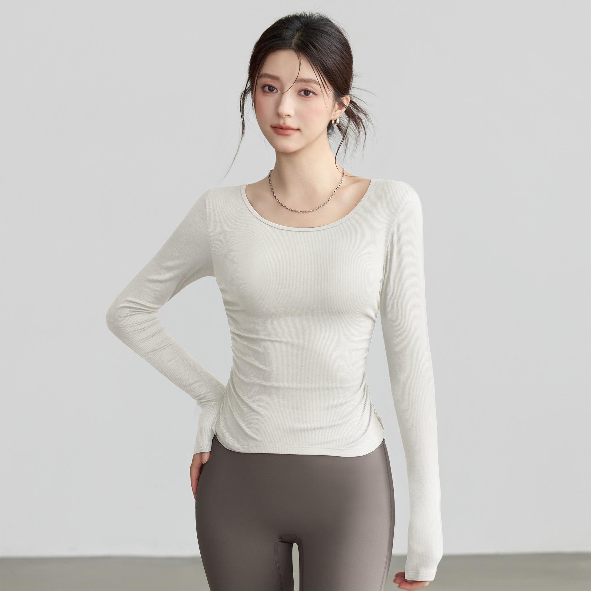 Women s Ribbed Slimming Long Sleeve Yoga Top - Autumn/Winter Fitness Wear XL [Recommended Weight 115-130 lbs]