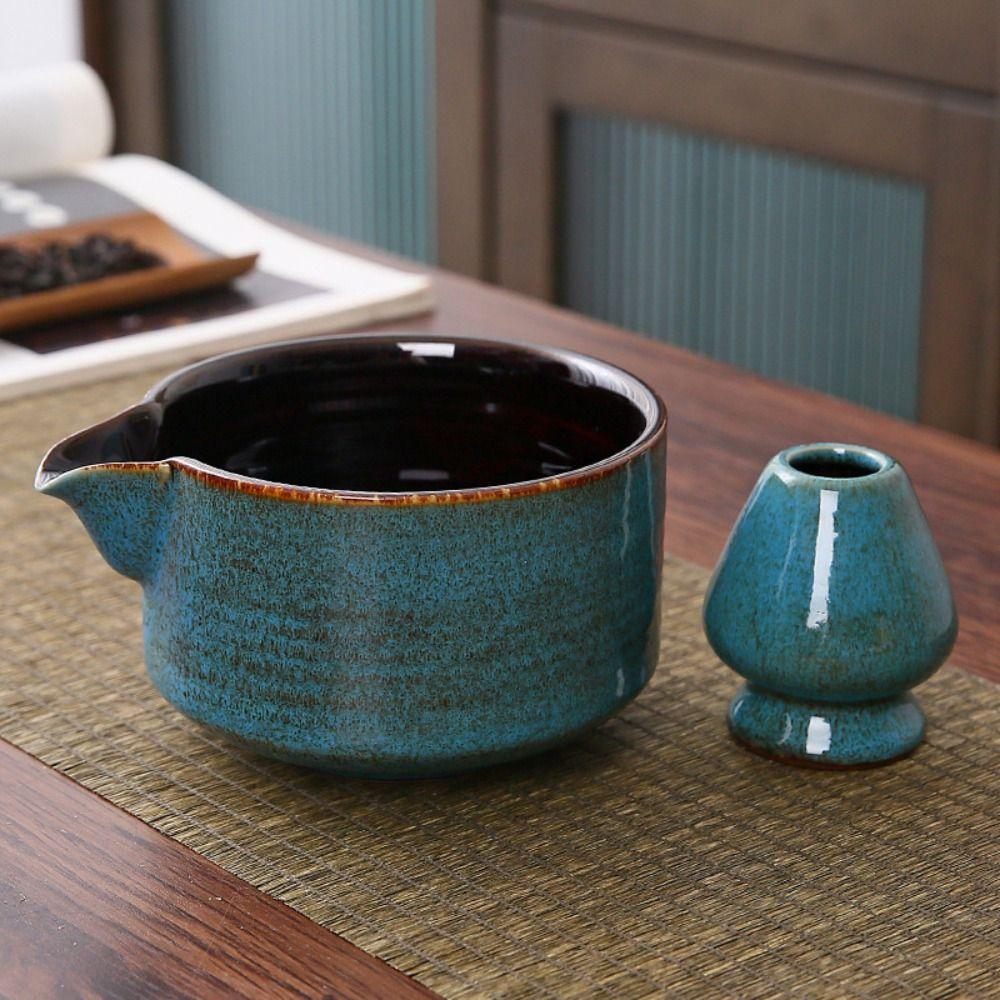 2PCS Ceramic Tea Whisk Holder Food Grade Japanese Green Tea Bowl New Matcha Bowl Set