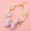 Faux Pearl Pet Collar Adjustable Cat Necklace with Candy Bow Decor for Puppy Kitten Wedding Party Accessories