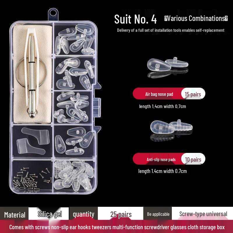 Eyeglass Repair Kit: Screwdriver Set, Nail Cutter, Nose Pads, Frameless Accessories