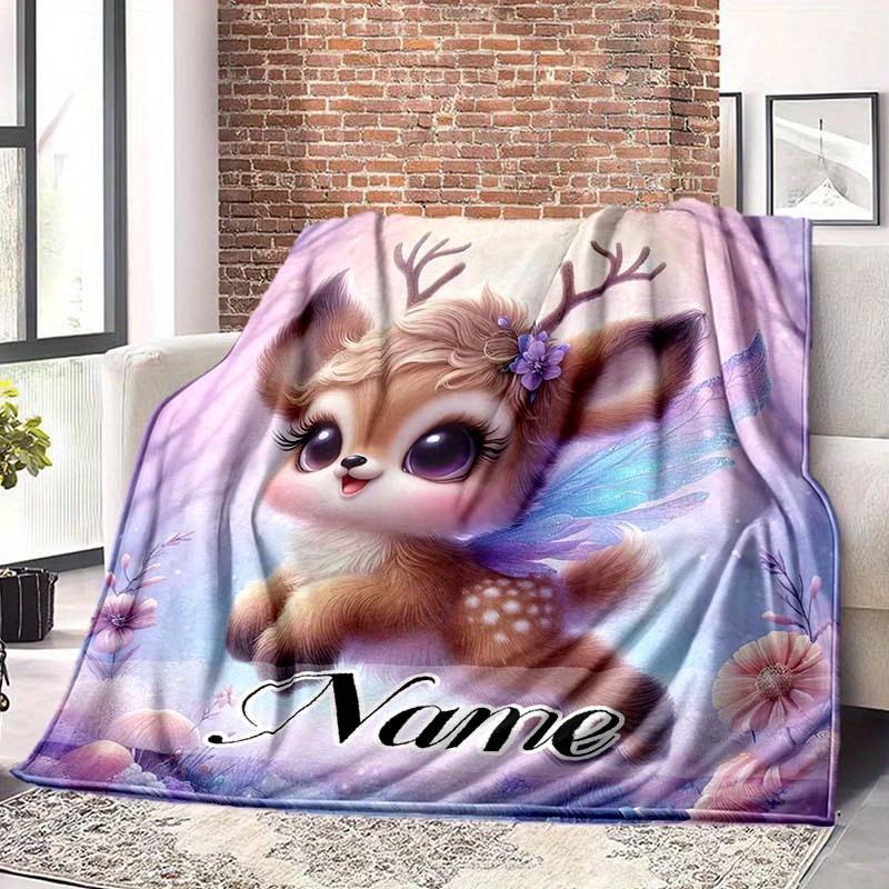 Deer Customize Your Name Blanket Warm Comfortable And Soft Blankets Are Suitable For Home Lunch Break Blanket Office Sofa Sofa Gift To Relatives And