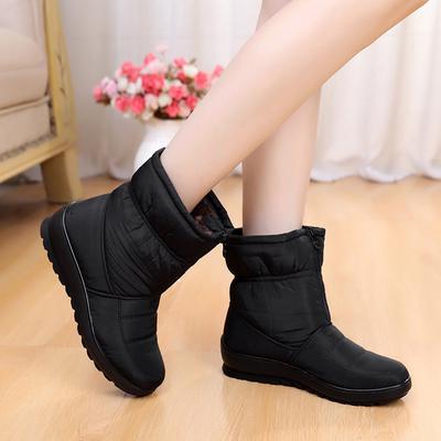 2024 Winter Shoes Women Snow Boots Waterproof Warm Plush Fashion Ladies Ankle Boots Flat Non-slip Black Red Plus Size 41 D162