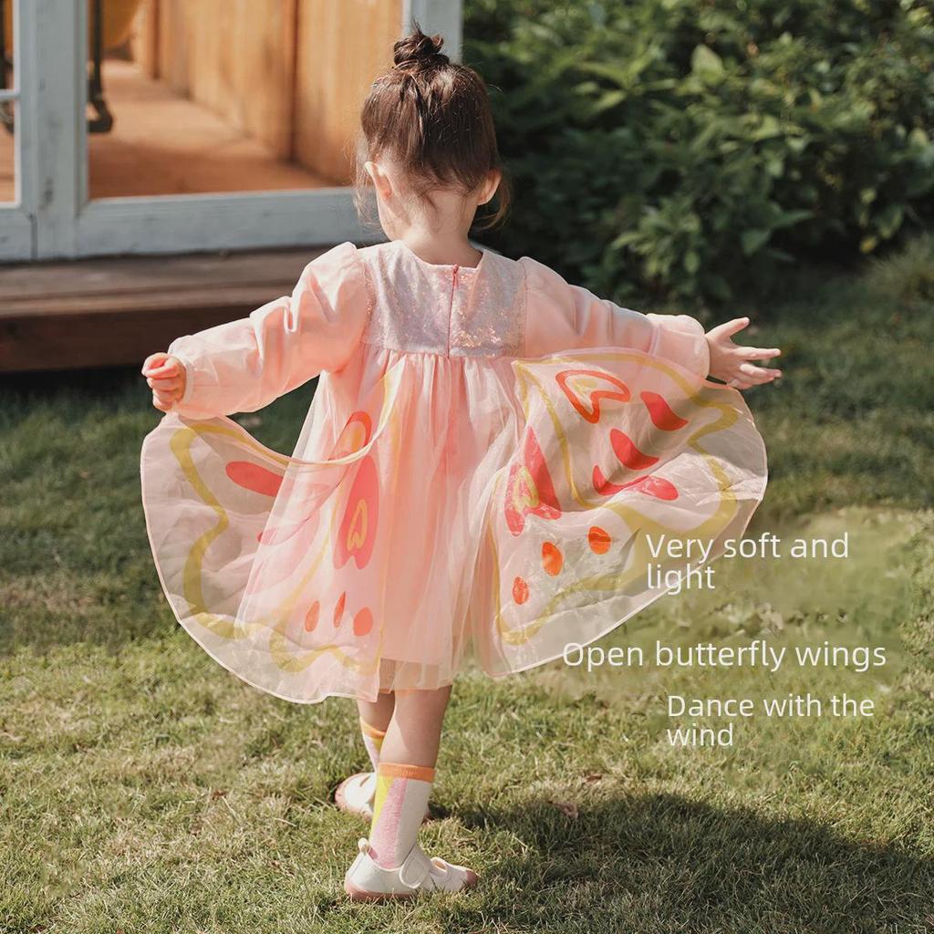 Girls' Butterfly Dress - Spring 2025 Sweet Mesh Princess Skirt