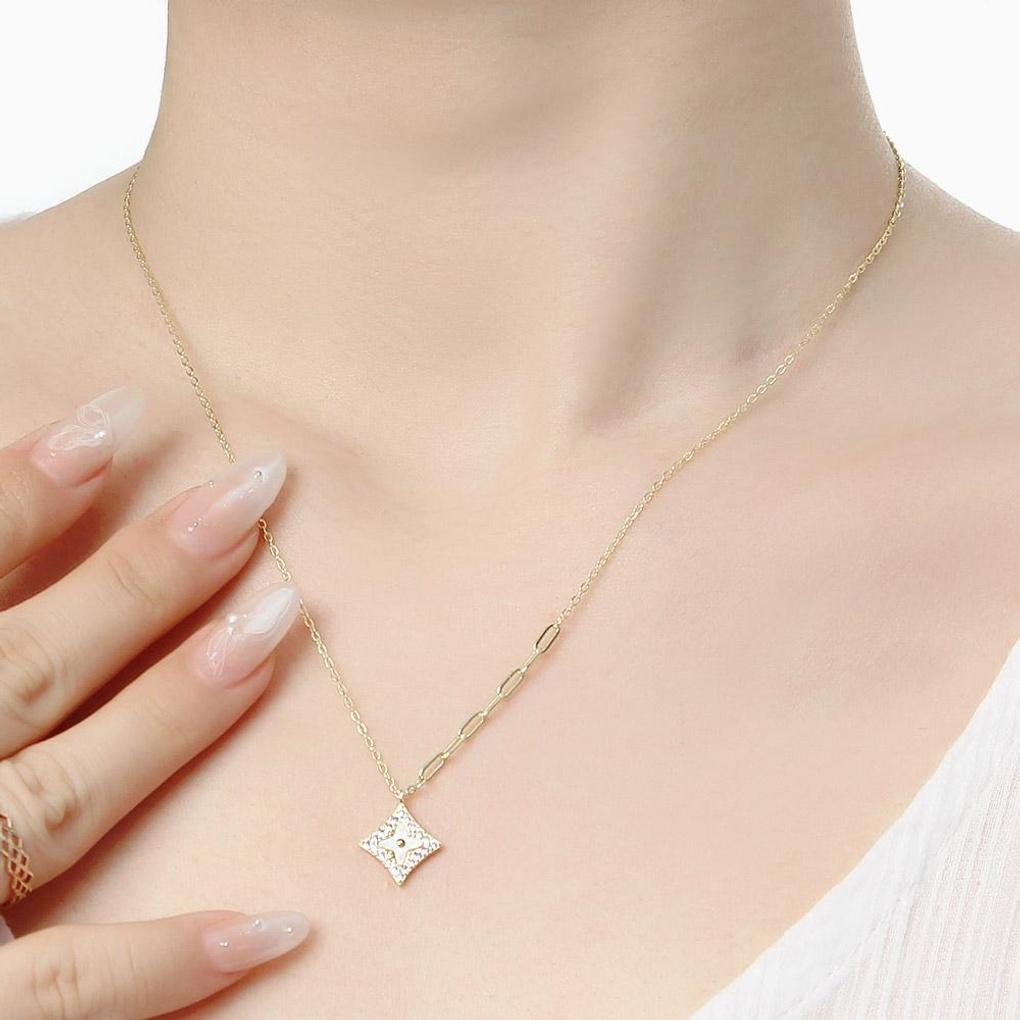 925 silver, gold-plated mother-of-pearl, multi-square necklace