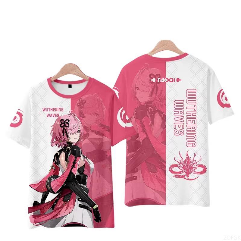 3D Anime Games Fashion Cartoon Genshin Impact Cute Printed Summer Trend Flow Loose Casual Round Neck T-shirt