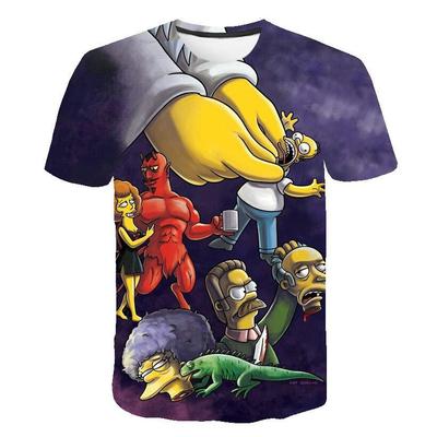 Zomer Kinderen Nieuw Modieus Digitaal Simpson Comfortabel Los Kortemouw Geprint T-shirt